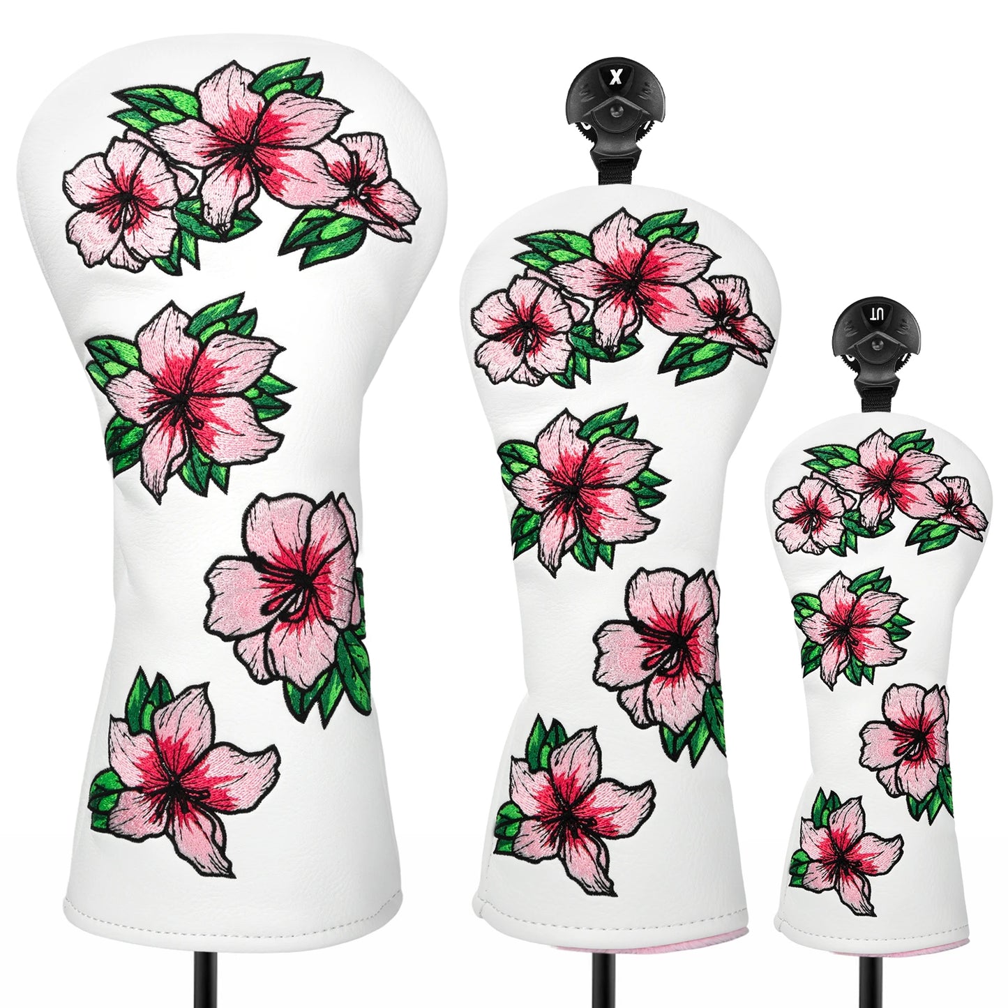 Pink Embroidered Floral Golf Headcovers - Blended Fairways