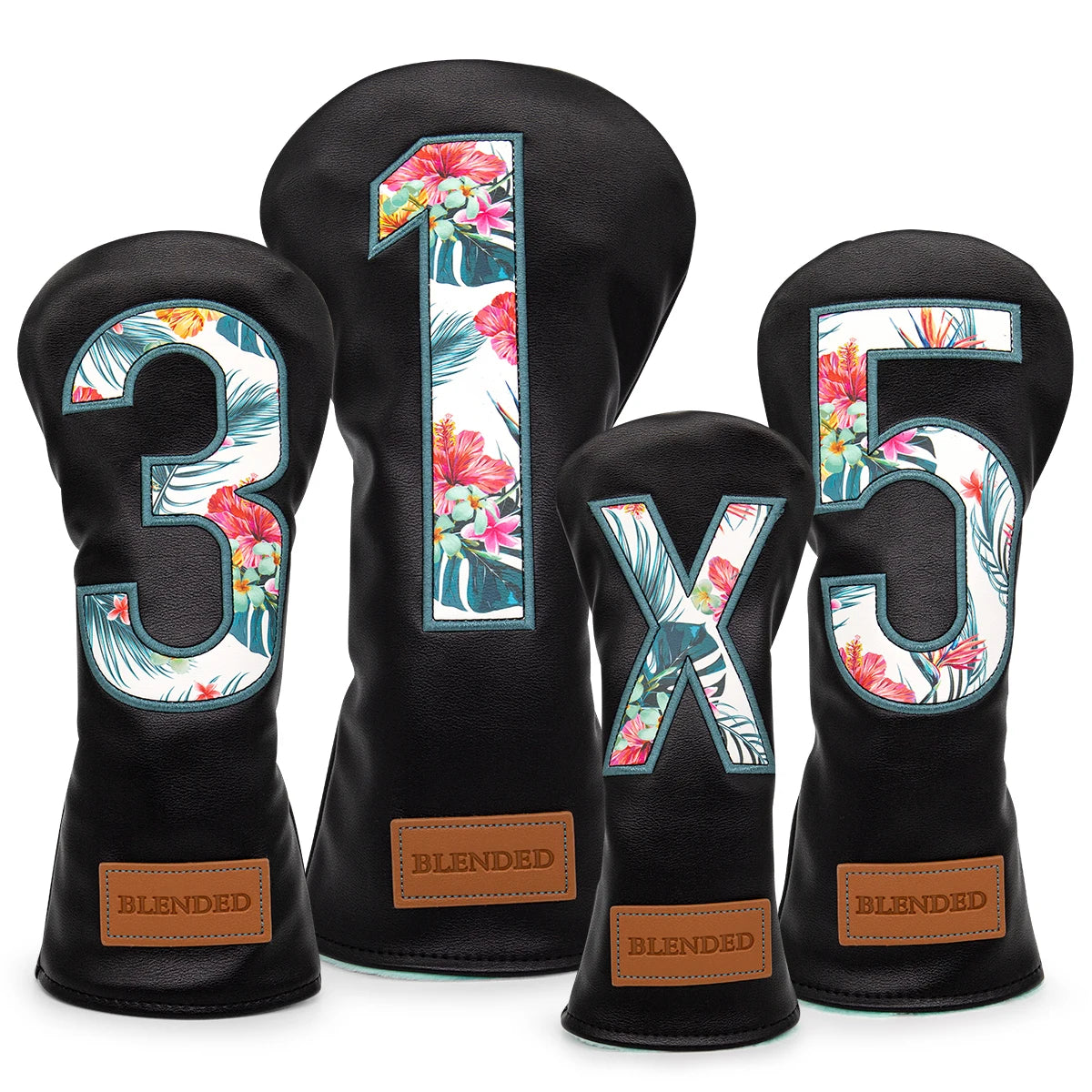 Black Embroidered Floral Golf Headcovers - Blended Fairways