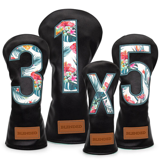 Black Embroidered Floral Golf Headcovers - Blended Fairways